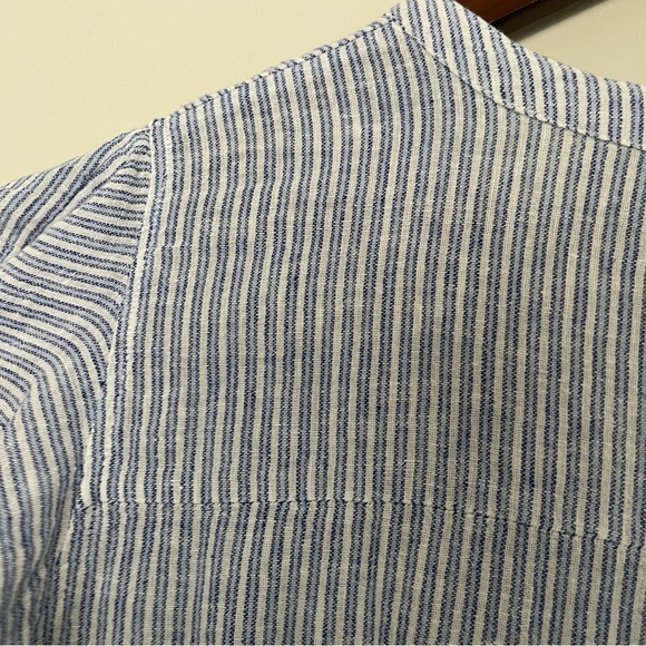 OLD NAVY Linen Cotton Blend Blue and White Striped Flutter Sleeve Blouse, XXL - Picture 8 of 15